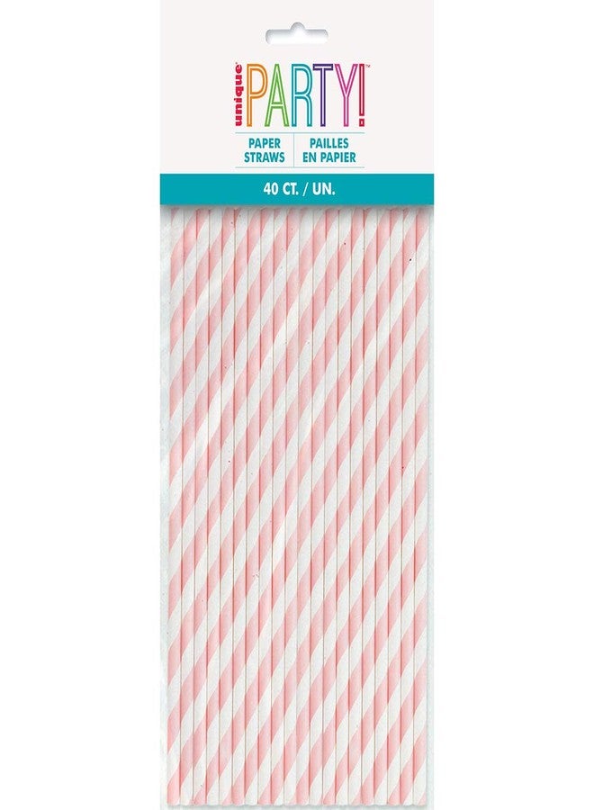 Unique Party Lovely Pink Striped Paper Straws - 40 Count - Unique Style & Fun Drinking Experience, Perfect for Parties, Celebrations, and Everyday Use - Image 1